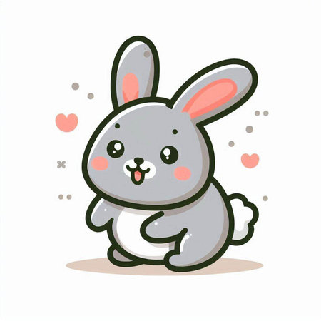 Cute cartoon rabbit. Vector illustration of a cute bunny on a white background.のイラスト素材
