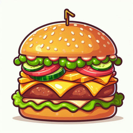 Illustration of a hamburger on a white background, vector illustrationのイラスト素材