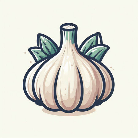 Garlic vector illustration. Hand drawn fresh vegetable isolated on white background.のイラスト素材