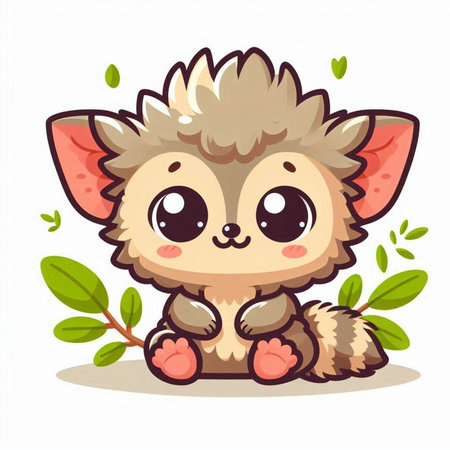 Cute little hedgehog with green leaves. Vector cartoon illustration.のイラスト素材