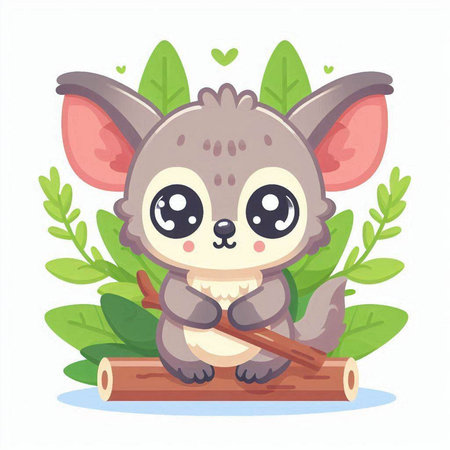 Cute cartoon koala sitting on a log. Vector illustration.のイラスト素材
