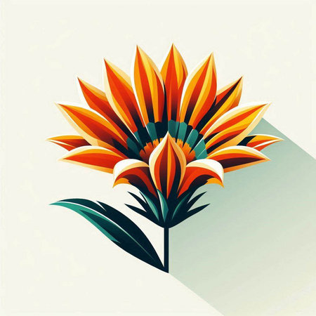 Vector illustration of a stylized flower in retro style on white backgroundのイラスト素材