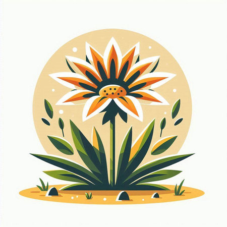 Flower in the desert. Vector illustration of a flower in the desert.のイラスト素材
