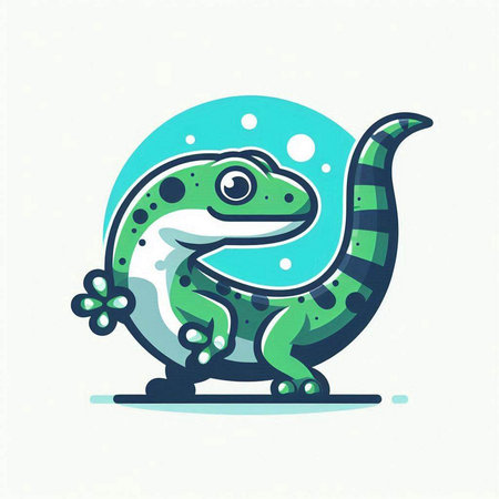 Cute cartoon lizard isolated on a white background. Vector illustration.のイラスト素材