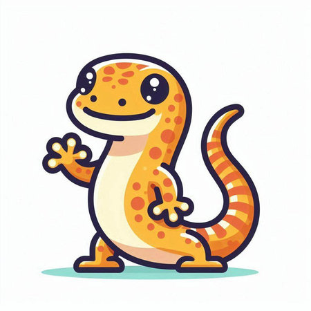 Cute cartoon lizard. Vector illustration isolated on a white background.のイラスト素材