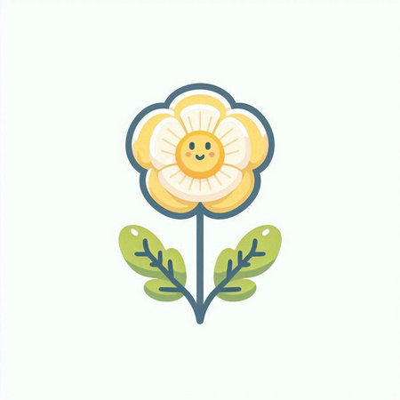 Cute flower icon. Vector illustration in flat style. Isolated on white background.のイラスト素材