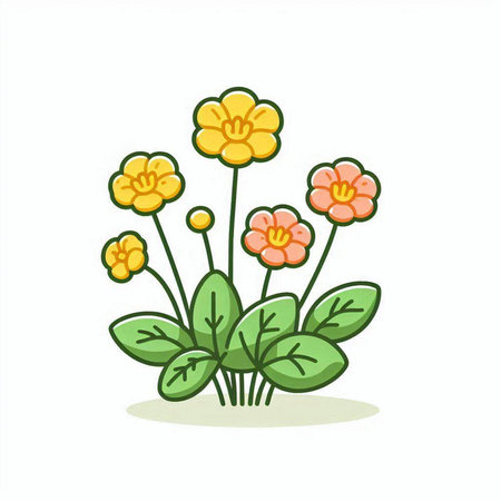 cute yellow flowers isolated on white background. vector illustration eps10のイラスト素材