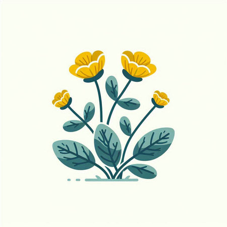 Flower icon, vector illustration. Flat design style. Yellow flowers.のイラスト素材