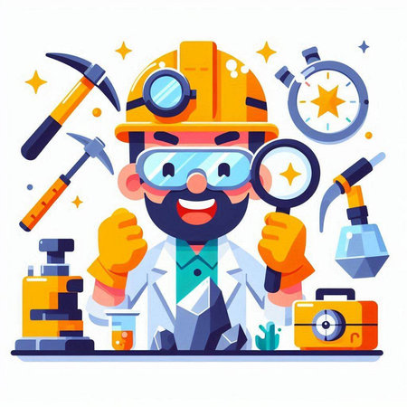 Laboratory worker with tools. Vector illustration in a flat style.のイラスト素材