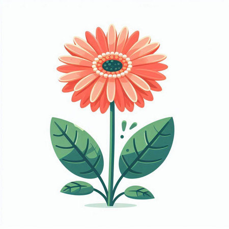 Gerbera flower isolated on white background. Vector illustration in flat style.のイラスト素材