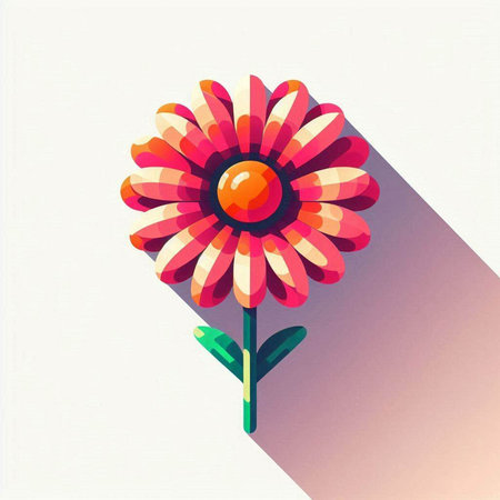 Flower icon, vector illustration. Flat design style with long shadowのイラスト素材