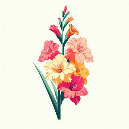 Gladiolus flower on a white background. Vector illustration.のイラスト素材