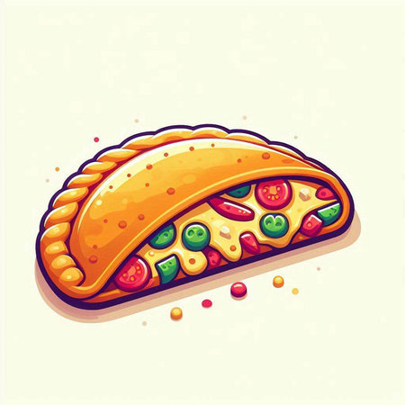 Illustration of a tasty pizza on a light background. Vector illustrationのイラスト素材
