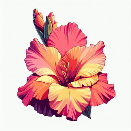 Colorful hibiscus flower isolated on white background. Vector illustration.のイラスト素材
