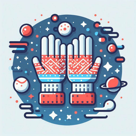 Vector illustration in flat linear style on the theme of outer space: gloves.のイラスト素材