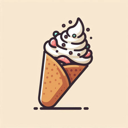Ice cream in waffle cone vector illustration. Ice cream icon.のイラスト素材