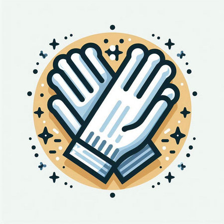 Vector illustration of protective gloves. Hand drawn doodle icon.のイラスト素材