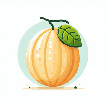 Cantaloupe melon. Vector illustration in cartoon style.のイラスト素材