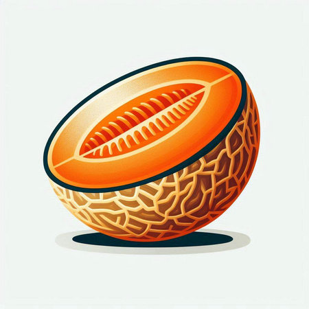 Cantaloupe melon on white background. Vector illustration.のイラスト素材