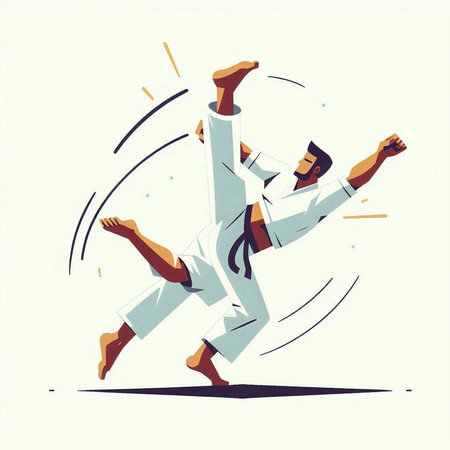 Illustration of a karate man. Vector illustration in retro style.のイラスト素材