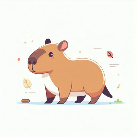 Cute cartoon beaver. Vector illustration in flat cartoon style.のイラスト素材