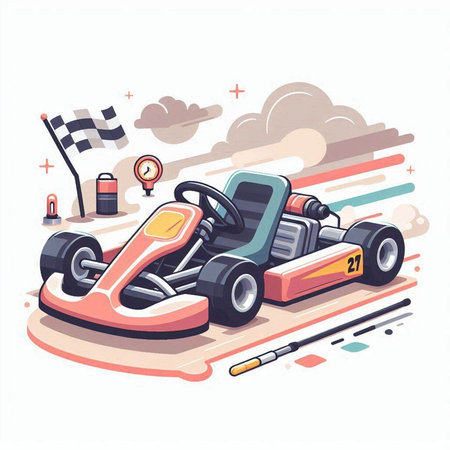 Cartoon kart race car. Vector illustration on white background.のイラスト素材