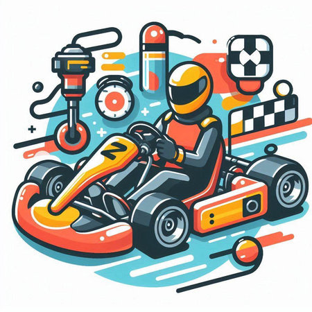 Cartoon karting icon. Vector illustration of a karting sport.のイラスト素材