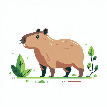 Cute wild beaver vector illustration isolated on a white background.のイラスト素材