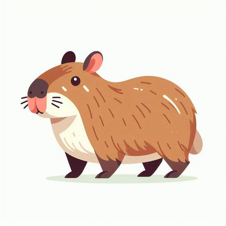 Cute cartoon beaver isolated on white background. Vector illustration.のイラスト素材