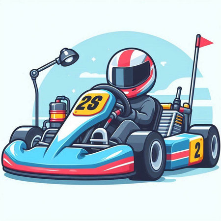 Cartoon karting karting in the race. Vector illustration.のイラスト素材