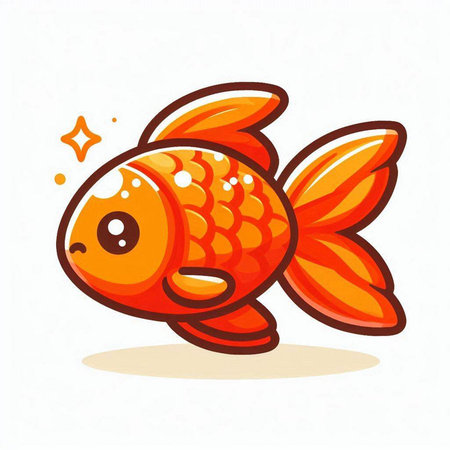 Goldfish icon isolated on white background. Cute cartoon goldfish.のイラスト素材