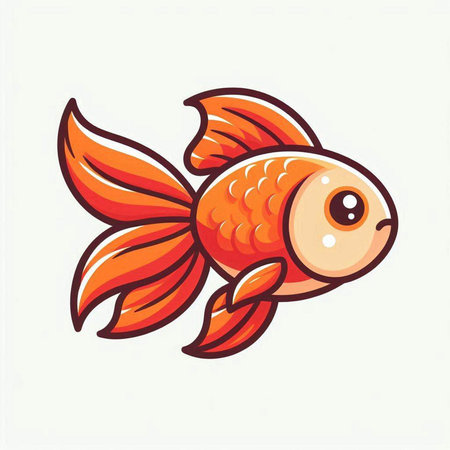 Cute cartoon goldfish. Vector illustration isolated on white background.のイラスト素材