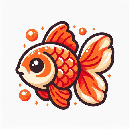 Cute goldfish isolated on white background. Vector illustration in cartoon style.のイラスト素材