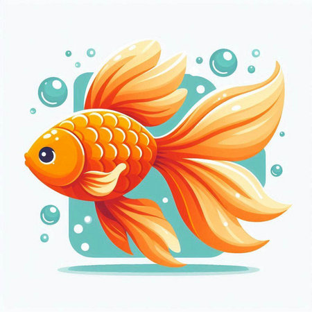 Goldfish on water background. Vector illustration of a goldfish.のイラスト素材