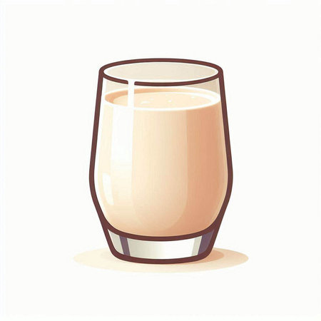 Milk in a glass on a white background. Vector illustration.のイラスト素材