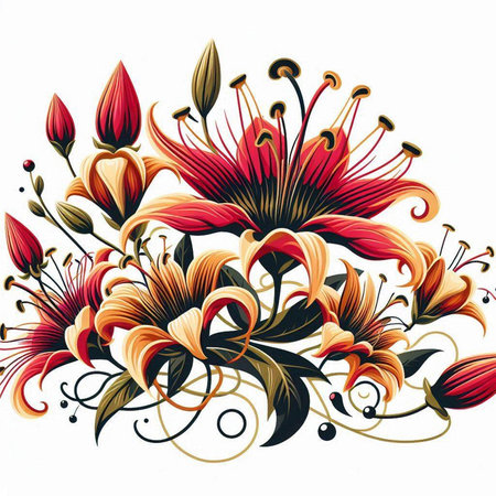 Beautiful floral background with lily flowers. Vector illustration for your designのイラスト素材