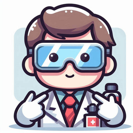 Scientist Doctor Cartoon Character - Vector IllustrationÃ¯Â»Â¿のイラスト素材