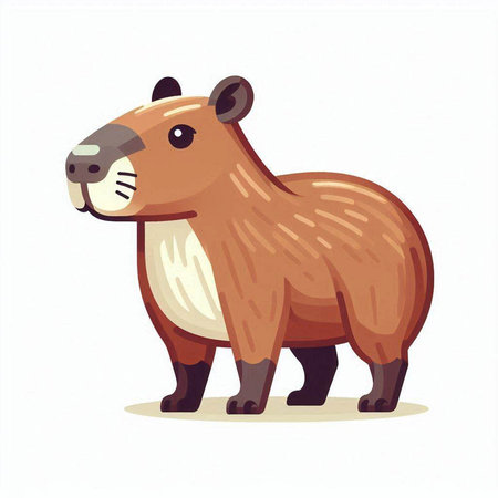 Cute cartoon beaver. Vector illustration isolated on white background.のイラスト素材