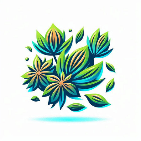 Abstract floral background with green leaves. Vector illustration. Eps 10.のイラスト素材