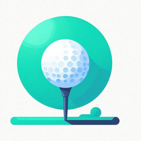 Golf ball on the tee. Vector illustration in flat style.のイラスト素材