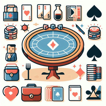 Casino icons set in flat style. Vector illustration. EPS10のイラスト素材