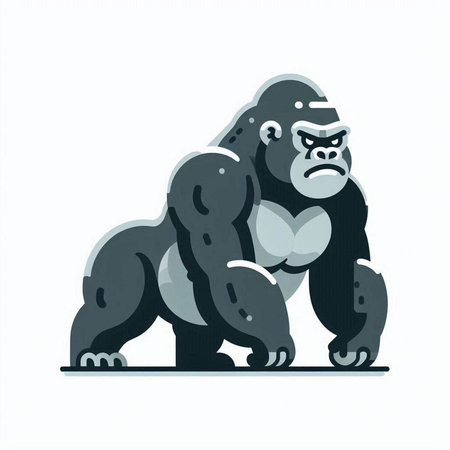 Vector illustration of a gorilla on a white background. Cartoon style.のイラスト素材