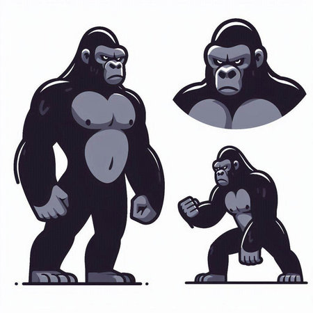 Vector illustration of a gorilla on a white background in a cartoon styleのイラスト素材