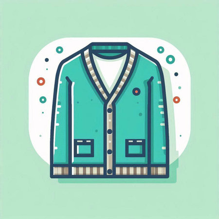 Vector illustration of a green jacket. Flat design. Isolated on green background.のイラスト素材