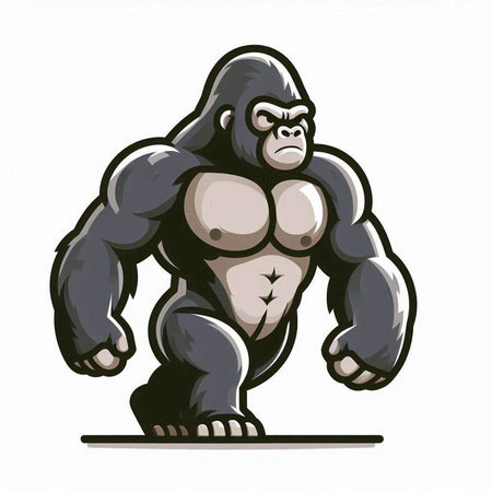 Gorilla in front of a white background. Vector illustration.のイラスト素材