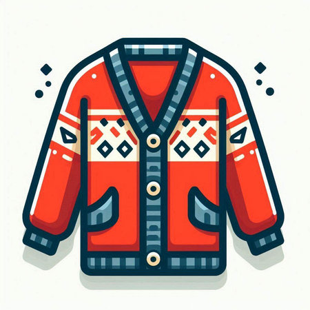 Vector illustration of a red jacket with a pattern on a white backgroundのイラスト素材