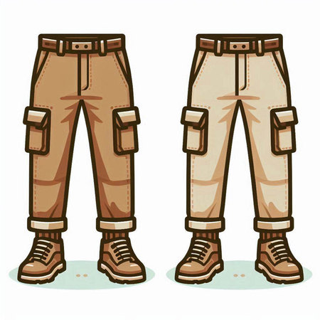 Vector illustration of a pair of men's jeans with suspenders.のイラスト素材