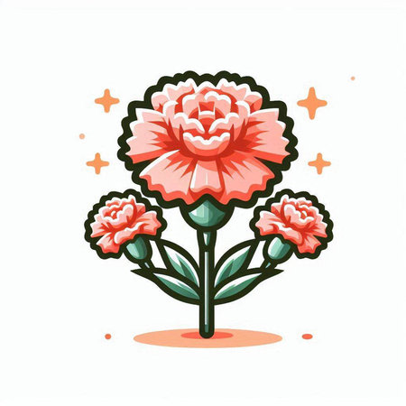 Carnation flower isolated on a white background. Vector illustration.のイラスト素材