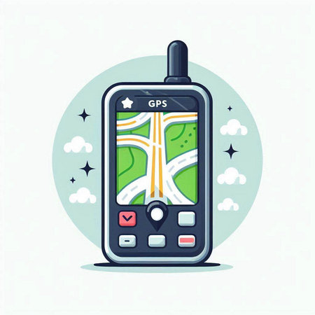 GPS navigator. Flat vector illustration of a mobile phone.のイラスト素材