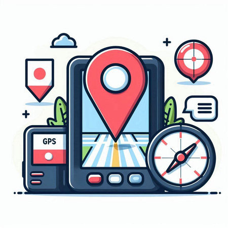 Navigation. Smartphone with GPS navigator. Vector illustration.のイラスト素材